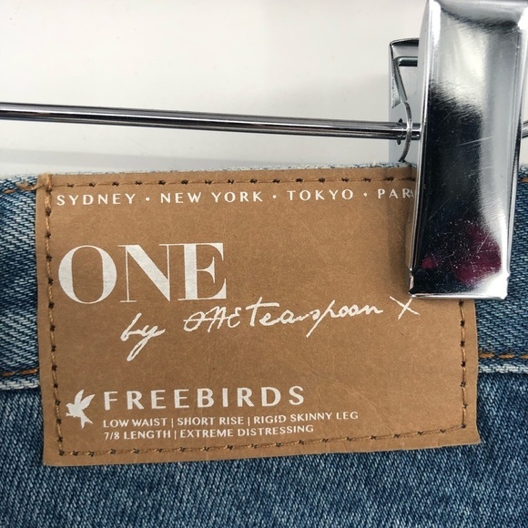 ONE TEASPOON Freebirds Jeans Distressed Ripped Knees Zip Ankle Rigid Denim 25 - Picture 7 of 9